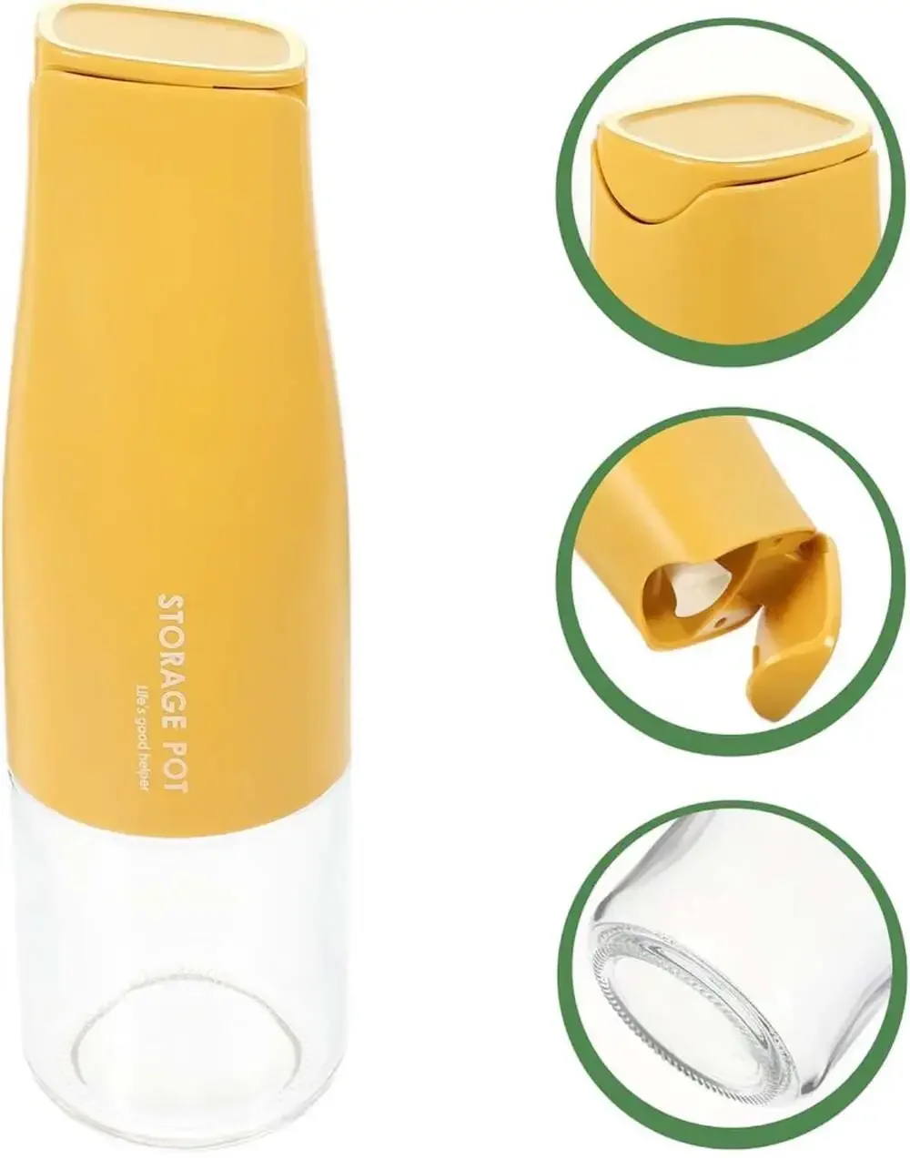 Glass Oil Dispenser 17 oz Capacity Glass with Automatic Flip Lid Non-Leak